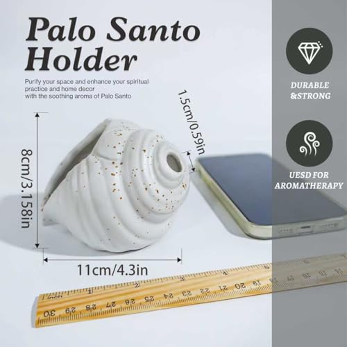 MOUGIGI Ceramic Conch Palo Santo Burner Holder - Mini Chiminea Incense - color: White