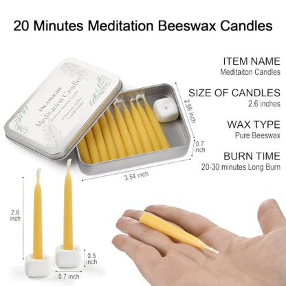 Natural Beeswax Candles 10 Pack, 20 Minutes Burning Mini Candles,Smokeless Dripless Bees Wax Candles for Yoga-Raw - color: Raw, size: 10