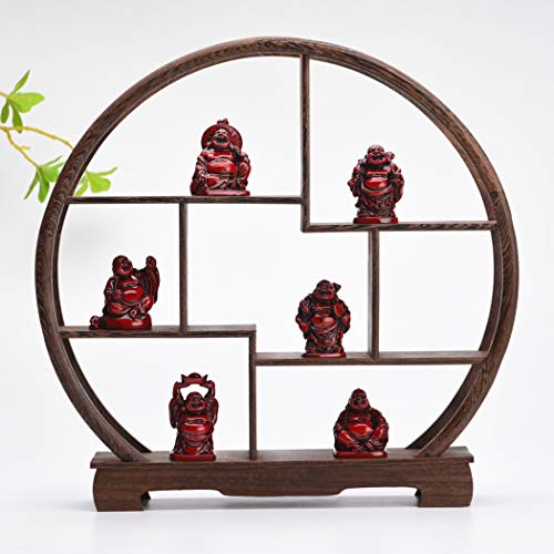 6Pcs 2in Red Resin Laughing Buddha Figurines, Tabletop Lucky Decor - color: 2'' Resin Red Set