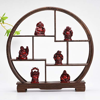 6Pcs 2in Red Resin Laughing Buddha Figurines, Tabletop Lucky Decor - color: 2'' Resin Red Set