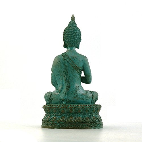 ornerx Meditation Thai Sitting Buddha Statue, Verdigris, 6.7" - color: Green