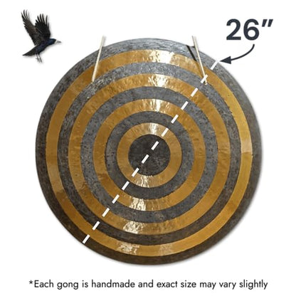 Sun Gong by Raven Sounds, Handmade Chinese Bronze Wind Gong, for Sound Healing, Meditation & Yoga (26") - size: 26"