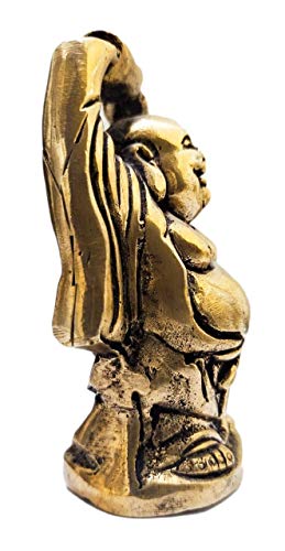 athizay Brass Laughing Buddha Idols for Home Decoration and Gifting Antique Gold Finish Lord Buddha Statues for Home and Office. (Brass Laughing Buddha Antique Gold)
