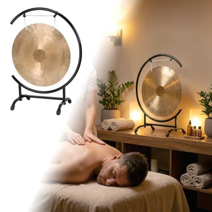 18 Inch Chinese Percussion Instrument Copper Gong with C Stand & Mallet Percussion Instrument for Home Decor Housewarming Blessing