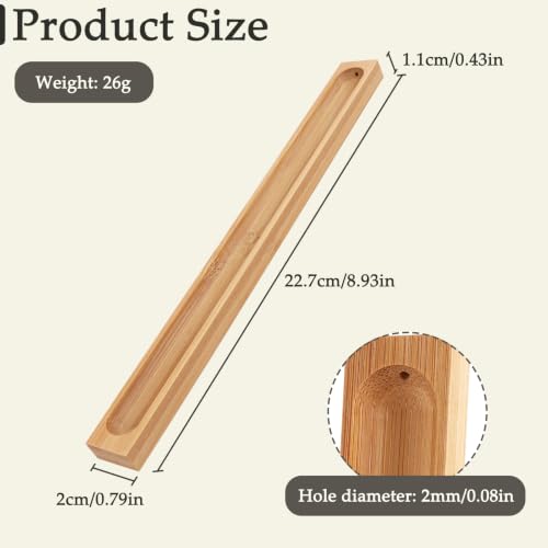 2 Pack Bamboo Incense Holder with Ash Catcher, Long Incense Stick Burner, Incense Stand for Yoga, Meditation, Aromatherapy, Home & Office Decor
