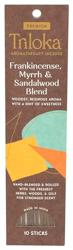 Triloka Premium Incense, Frankincense-Myrrh-Sandalwood Blend, 10 Sticks - color: Frankincense-myrrh-sandalwood Blend, size: 10 Count