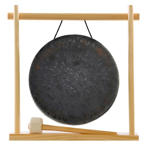 8" to 10" Gongs on My Little Pagoda Gong Stand Includes Stand, Mallet, & Your Choice of Gong/Perfect Desktop Gong/Sound Healing & Meditation/Bronze Gong/Wooden Stand