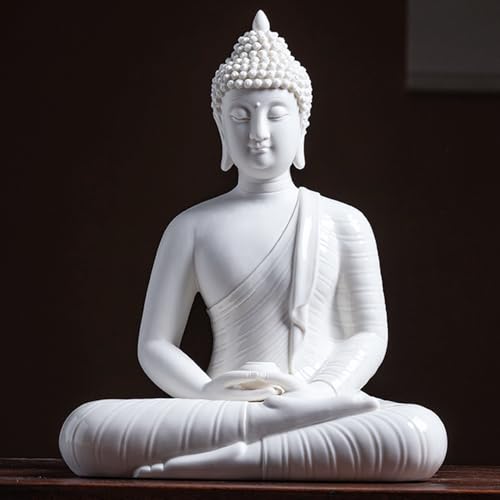 17.7" Shakyamuni Buddha Statue White Ceramic Home Decor - color: White, size: 17.7INCH