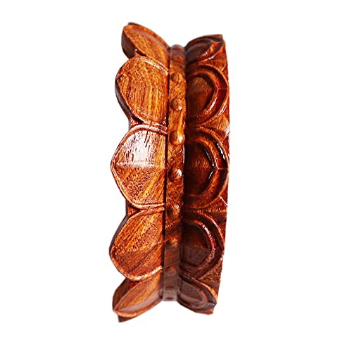 Circular Wooden Lotus Carved Base Rosewood Vase Teapot Lamp Display Stand - size: 3.3''Inside Diameter