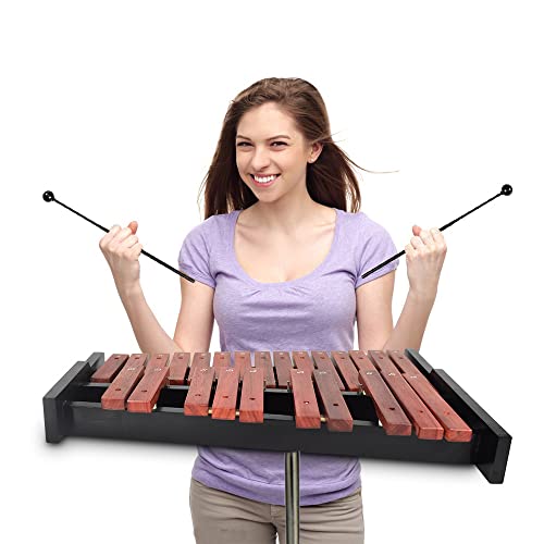 TNZMART 25 Note Xylophone Wooden Glockenspiel Xylophone with Mallet Professional Percussion Instrument (Xylophone with stand) - color: Xylophone with stand