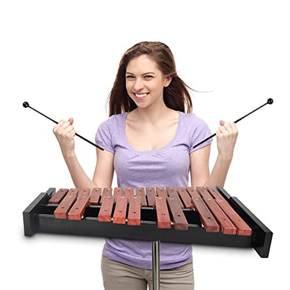 TNZMART 25 Note Xylophone Wooden Glockenspiel Xylophone with Mallet Professional Percussion Instrument (Xylophone with stand) - color: Xylophone with stand
