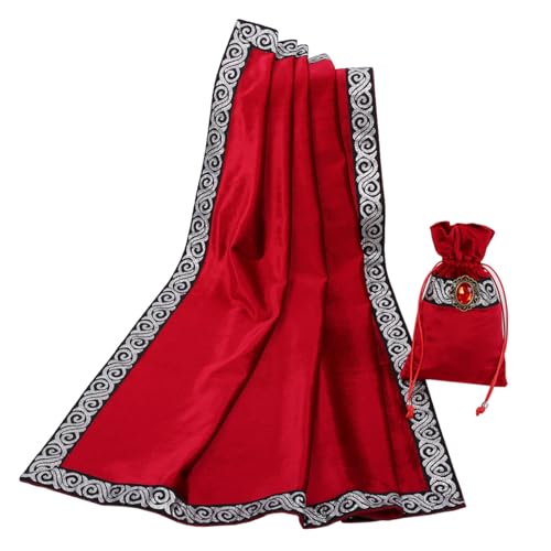 BLESSUME Wicca Square Altar Tarot Table Cloth for Reading with Card Pouch 24.4 * 24.4 inch (Red 1) - color: Red 1