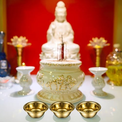 PATKAW 7Pcs Copper Offering Bowl Set Buddhist Water Bowls Tibetan Worship Cup Holy Water Bowl Buddhist Alar Supplies for Yoga Meditation Random Color