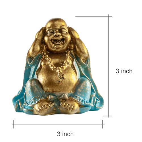 Houlu Small Laughing Buddha Statues Set of 3 – See No Evil, Hear No Evil, Speak No Evil Buddha Figurines for Good Luck, Feng Shui, and Home Decor