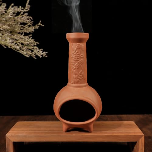MOUGIGI Handmade Terracotta Palo Santo Holder, Mini Chiminea Incense Dish - color: Terracotta -Dragonfly Palo Santo Holder