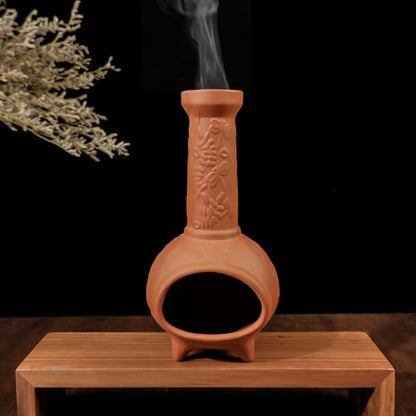 MOUGIGI Handmade Terracotta Palo Santo Holder, Mini Chiminea Incense Dish - color: Terracotta -Dragonfly Palo Santo Holder