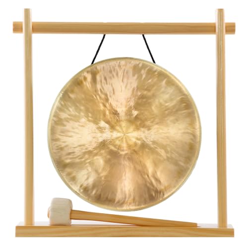 8" to 10" Gongs on My Little Pagoda Gong Stand Includes Stand, Mallet, & Your Choice of Gong/Perfect Desktop Gong/Sound Healing & Meditation/Bronze Gong/Wooden Stand