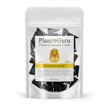 Egyptian Musk Charcoal Incense Cones 1" TOPFLOW - 50 Pack - Natural Scented Cones Handmade Hand Dipped