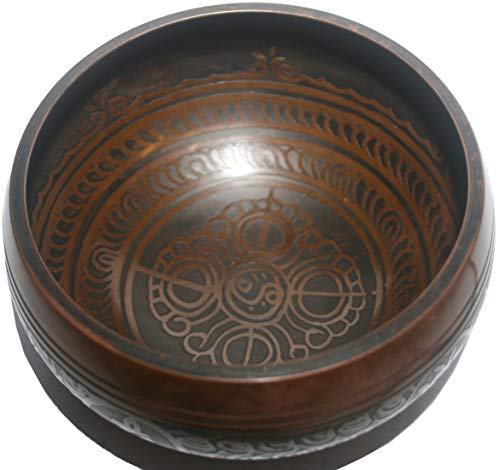 Agan Traders Handmade Tibetan Singing Bowl Set – B Note Crown Chakra Meditation Bowl with Wooden Mallet & Silk Cushion, Sound Healing Bowls for Yoga, Sound Bath, Spiritual Decor – Nepal 5115 SB - color: 5115
