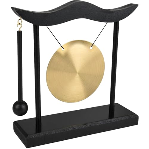 Zen Table Gong, Desktop Meditation Gong with Wooden Stand and Mallet, 9 Inch Height - 1 Count