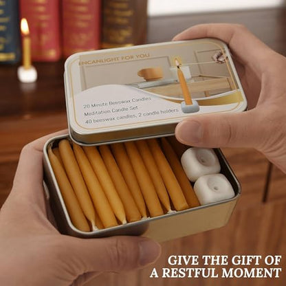 20 Minute Mini Candles Set,2.6 Inch Small Bees Wax Taper Meditation Candles 40Pcs,Candles Smokeless,Dripless for Home,Womens Gifts Yogas-Yellow - color: Raw, size: 40