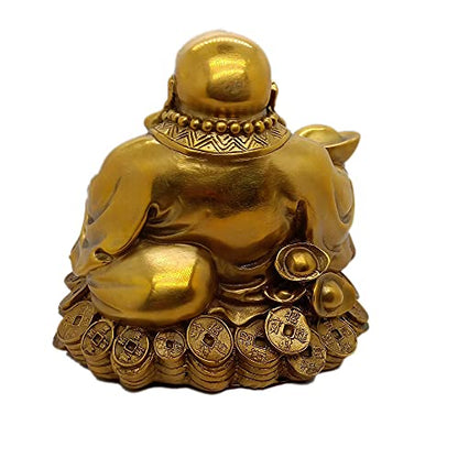 SMRTHMRT Feng Shui Decor Laughing Buddha Statue Maitreya Figurine Carrying Money Bag Happy Buddha for God Luck Brass Sculptures Home Decorations (Large) - size: Large