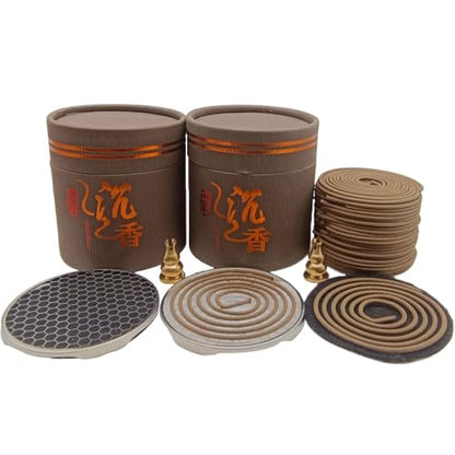 Coil Incense,Traditional spiraled Incense,Perfect for Meditation Spaces,Living Rooms,or Any Indoor Area Where You Want to Create a Relaxing Atmosphere. (48Agarwood+48Agarwood) - color: 48agarwood+48agarwood