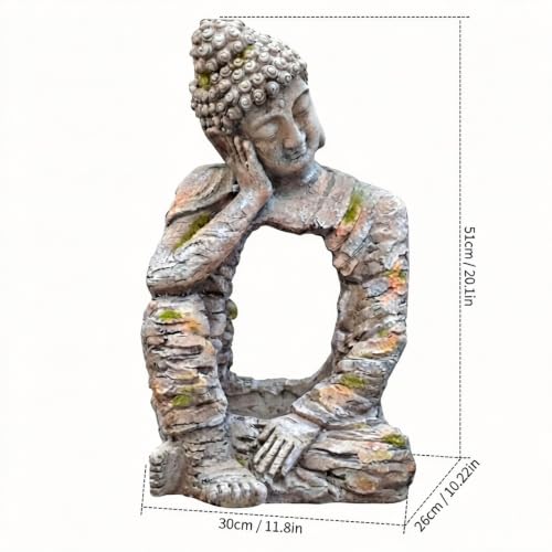 Sleeping Buddha Planter Statue, Large 20.1in Magnesium Oxide Buddha Statue, Built-in Planter, Weather & UV Resistant, Fade-Resistant for Outdoor Garden Patio Yard Lawn Decor for Zen & Garden Lovers