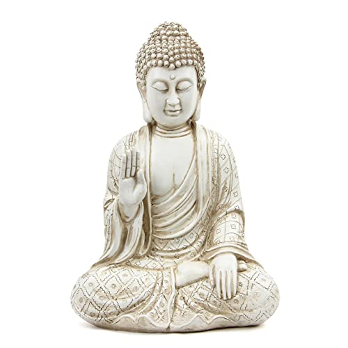 Leekung Buddha statue for home decor accents,laughing buddah statue for meditation zen garden spiritual room feng shui desk table yoga decor,small buda budda home decorations gifts antique ivory white - color: White