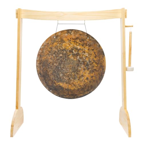 24" to 26" Gongs on the Small Lunaphonic Wood Gong Stand - Includes Gong, Stand, & Mallet/Moon-Shaped Stand/Great for Meditation - size: 26" Atlantis Wind Gong