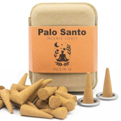 Palo Santo Incense Cones 30 Count, Include 2 Metal Dishes