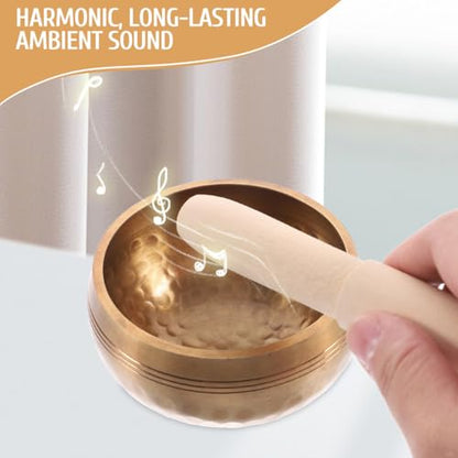 ibasenice Tibetan Singing Bowl Handmade Sound Bowl with Mallet Meditation Chime for Yoga Relaxation Prayer Sound Therapy 3.14 in - size: 8X8CM