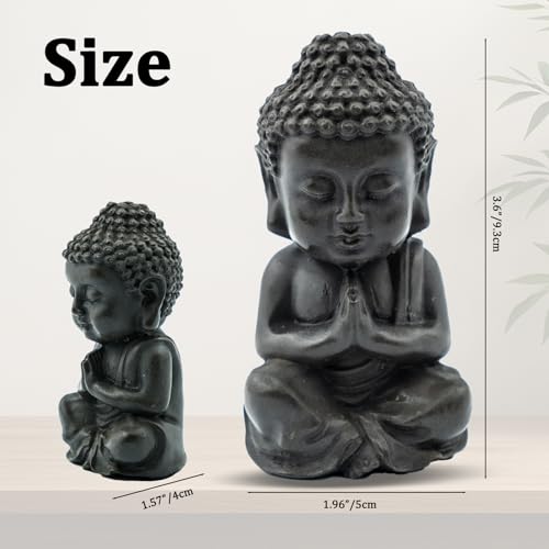 Small Buddha Statue, 3.5“ Zen Sculpture for Home Decor, Indoor Small Buddha Figurines for Home Feng Shui Decor(Cast Iron-Praying) - style: Cast iron-praying