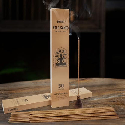 Palo Santo Incense Sticks (30 Sticks), 100% Natural sustainably harvested Peruvian Palo Santo, Suitable for Meditation, Relaxation, and Spiritual Purification - color: Palo Santo