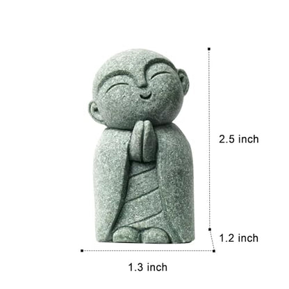 OwMell Japanese Jizo Monk Buddha Statue Figurine Aquarium Garden Decor - color: Tilt Smile Stone