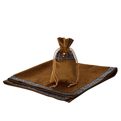 BLESSUME Witch Square Velvet Divination Altar Tarot Table Cloth and Pouch Dark Yellow - color: Dark Yellow