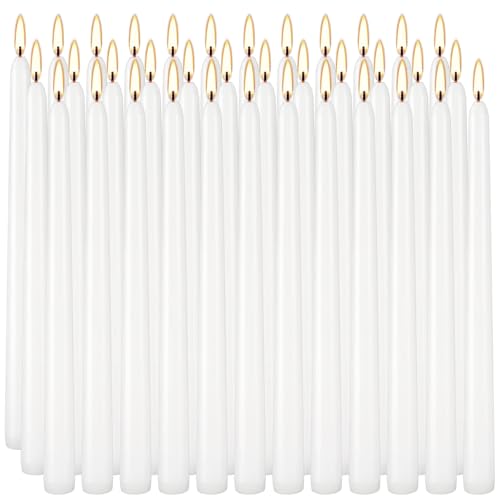 36 Pack White Taper Candles 10 Inch - Premium Unscented Dripless & Smokeless Long-Burning Candles for Wedding Decor, Fine Dining, Candelabras, Romantic Dinner, and Elegant Home Decor - color: 10"36pcs-White