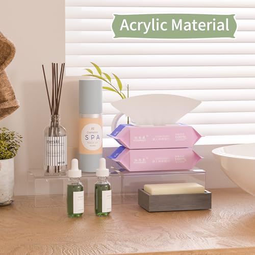 Acrylic Shelf Riser 6x4.3x2 pack of 2, Clear Display Shelf 6” for Figure, Cosmetics, Bags, Shoes, Toys, Collectibles, 6x4.3x2 Inch - size: 6x4.3x2 Inch