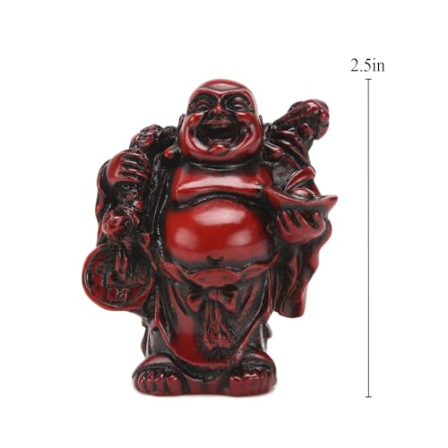 6Pcs 2in Red Resin Laughing Buddha Figurines, Tabletop Lucky Decor - color: 2.5'' Resin Red Set