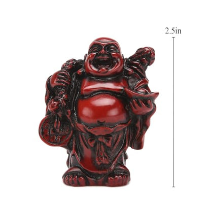 6Pcs 2in Red Resin Laughing Buddha Figurines, Tabletop Lucky Decor - color: 2.5'' Resin Red Set