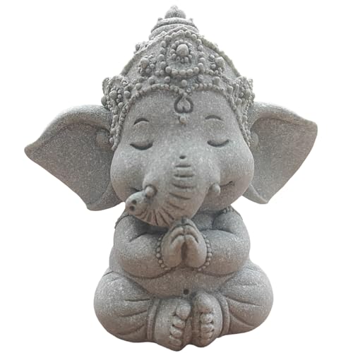 livelyfish Hindu Elephant Statue Lord Ganesha Figurine Meditation Buddha, B - color: B
