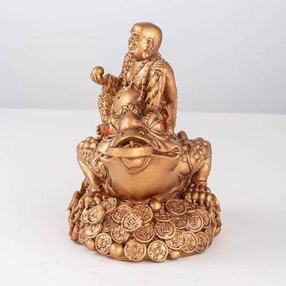 Feng Shui Laughing Buddha Money Frog，Lucky Money Toad Decorations,Ideal for Attracting Wealth(Brown Buddha)