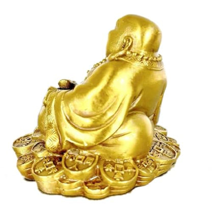 SMRTHMRT Feng Shui Decor Laughing Buddha Statue Maitreya Figurine Carrying Money Bag Happy Buddha for God Luck Brass Sculptures Home Decorations (Small) - size: Small