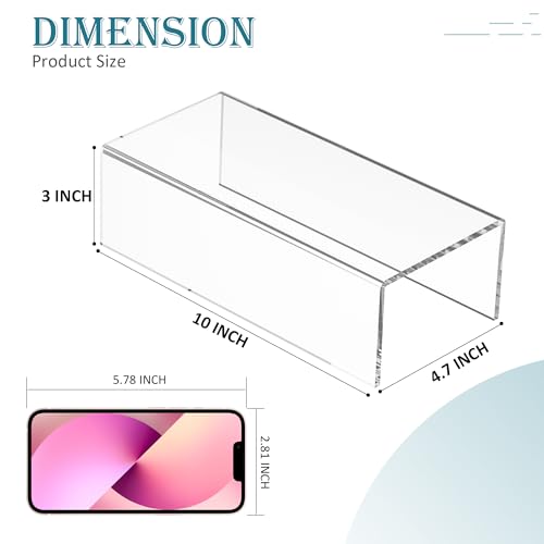 Acrylic Shelf Riser 10x4.7x3 pack of 2, Desktop Rectangular Acrylic Tray Pedestal Stand for Home Décor, Figures, Manga or Other Collectibles, 10x4.7x3 Inch - size: 10x4.7x3 Inch