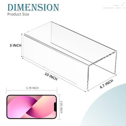 Acrylic Shelf Riser 10x4.7x3 pack of 2, Desktop Rectangular Acrylic Tray Pedestal Stand for Home Décor, Figures, Manga or Other Collectibles, 10x4.7x3 Inch - size: 10x4.7x3 Inch