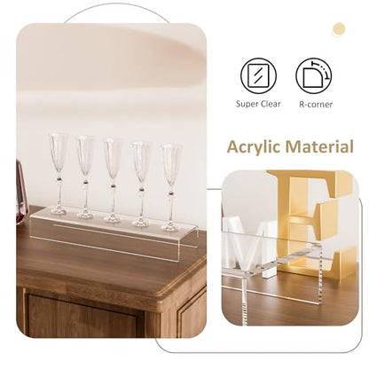 Acrylic Shelf Riser 15x4.3x2 pack of 2, Clear Display Shelf 10” for Figure, Cosmetics, Bags, Shoes, Toys, Collectibles, 15x4.3x2 Inch - size: 15x4.3x2 Inch