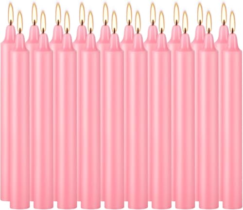 YOROXRG 40 Pack Candles Mini Unscented Taper Candles for Valentine's Day,Christmas,Household, Wedding, Rituals, Prayer, Birthdays,Party and Home Décor Candlesticks - 4 Inch Tall(Pink) - color: Pink-4" 40
