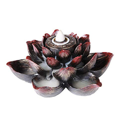 Pacific Giftware Meditation Use Auspicious Lotus Shape Back Flow Cone Incense Burner Holder Infuser