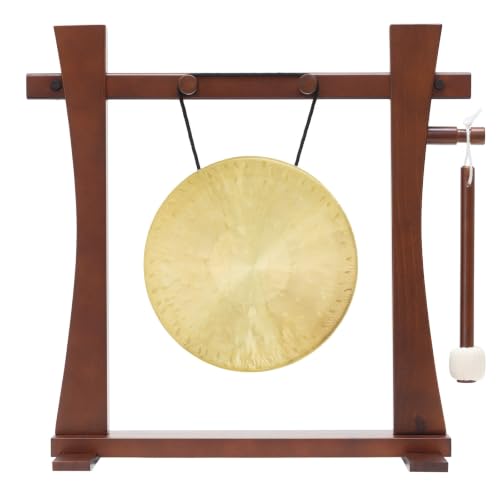 8" to 10" Chinese Gongs on the Tabletop Spirit Guide Gong Stand - Includes Gong, Stand, & Mallet/Great for Home & Office/Traditional Style - size: 9" Che Sui Gong