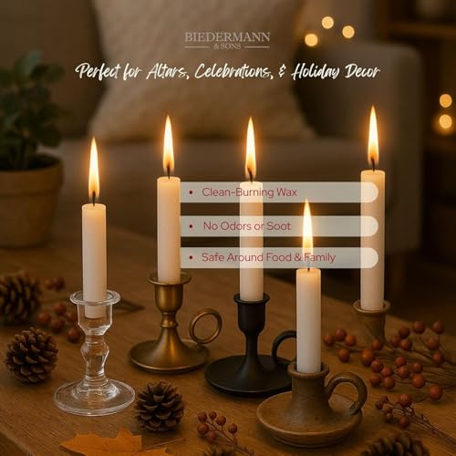 Biedermann & Sons Brown Chime Candles (20 Count Box), Unscented Dripless Tapers, 4 Inch Tall 0.5 Inch Diameter, Up to 2 Hour Burn, Paraffin Wax Sticks for Angel Chime Carousels and Holders - color: Brown
